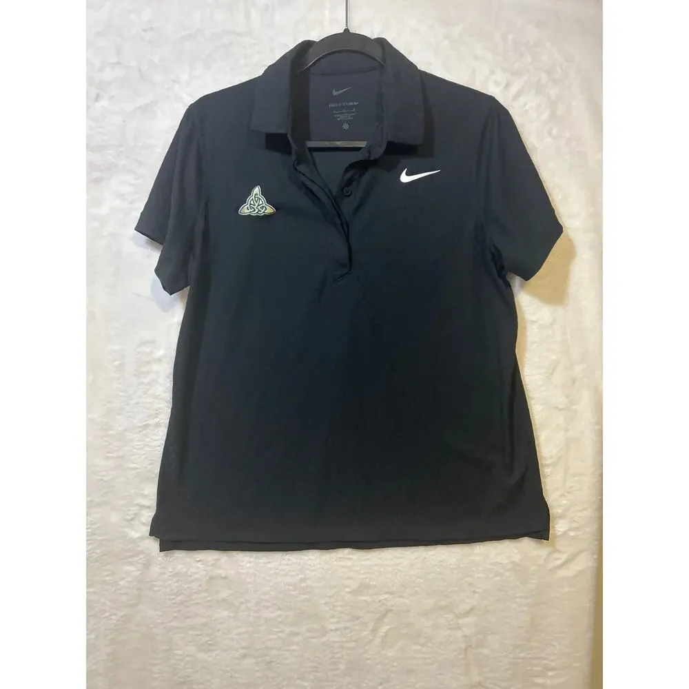Nike Dri-FIT Women's Large Black‎ Golf Polo Shirt Celtic Logo